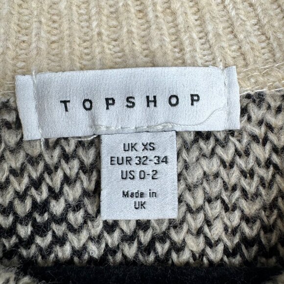 Topshop Leopard Print Bat Sleeve Pullover Sweater Beige/Black - Picture 2 of 7